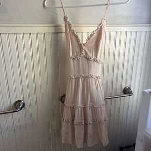 Tan/Cream Ruffle Mini Dress